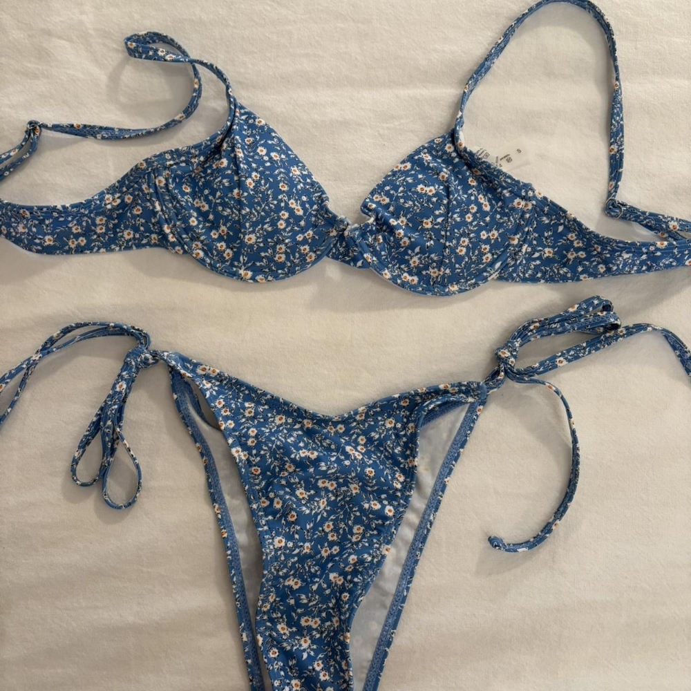 Floral Blue Bikini Set